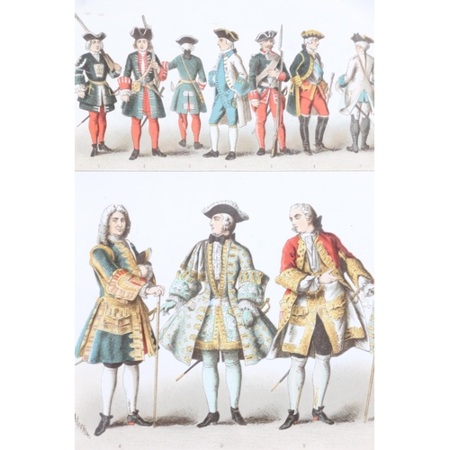 447 - Pair of French and German military costume bookplate prints, 25cm x 20cm in Hogarth style frames 45c... 