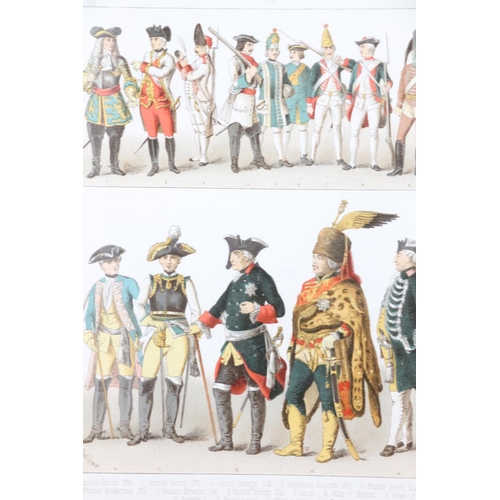 447 - Pair of French and German military costume bookplate prints, 25cm x 20cm in Hogarth style frames 45c... 