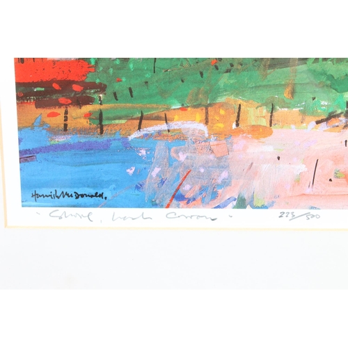 452 - HAMISH MCDONALD, Shore Loch Carron, limited edition print 223/500, signed lower right, 22cm x 30cm, ... 