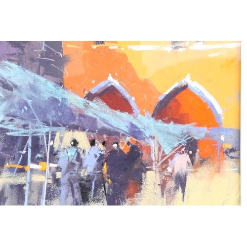 455 - TONY ALLAIN, Fish Market Venice, mixed media painting, unsigned, 25cm x 31cm, frame 53cm x 58cm.