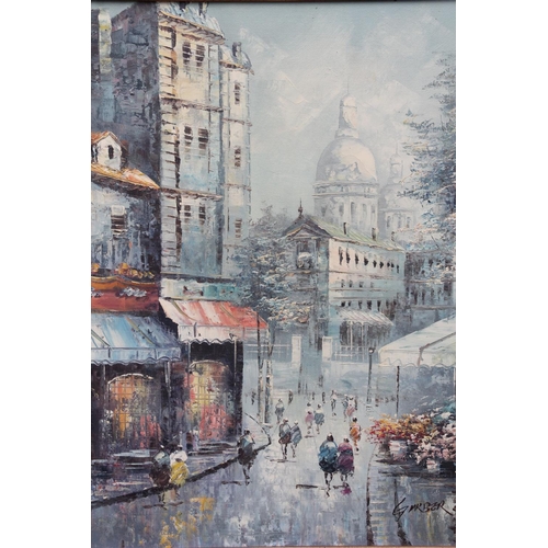 463 - GARBER, Parisian street scene, oil on canvas, signed lower right, 59cm x 49cm and another of an alpi... 