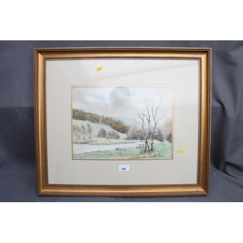 466 - J CUTHBERTSON, river bend, watercolour, signed lower right, 26cm x 35cm, gilt frame 53cm x 63cm.