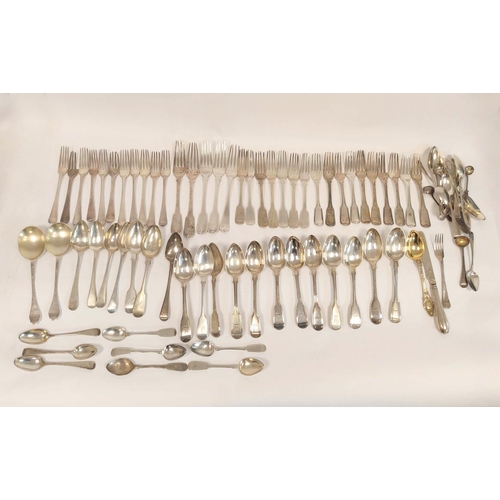 82 - Good quantity of Georgian and other silver flatware, various patterns, mostly late 18/19th century. ... 