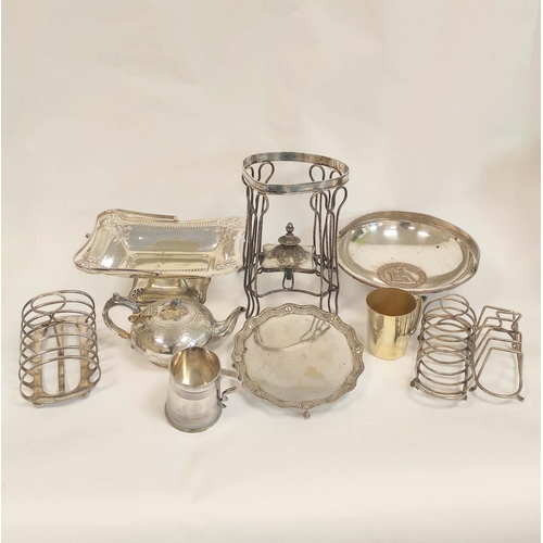 86 - Old Sheffield plated epergne stand, an oval entrée dish and various other items.