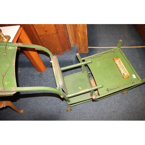 663 - Vintage green painted Lines Bros convertible highchair.