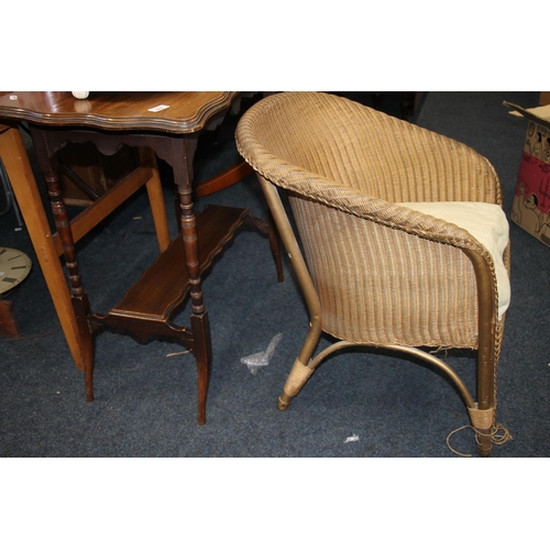 669 - Occasional table and a Lloyd Loom style chair.