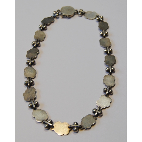 111 - Georg Jensen 'Moonlight Grape' silver necklace designed by Harald Nielson, no. 96A, Import Marks 196... 