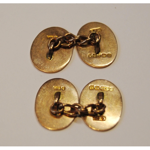 117 - Pair of 9ct gold engraved cufflinks, 1901, 6.3g.