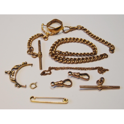 120 - Various pieces of curb chain and sundry 9ct gold, 28.7g gross.