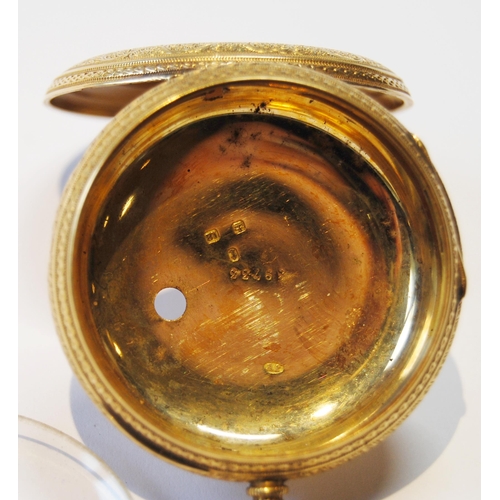 182 - Victorian 18ct gold pocket watch case, 1874, 28.4g.