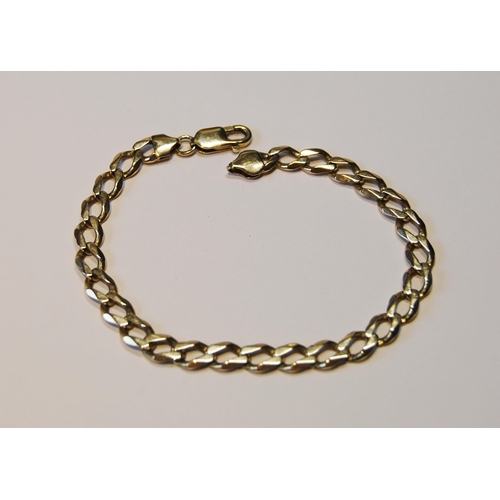 133 - 9ct gold bracelet of filed curb pattern, 15g.