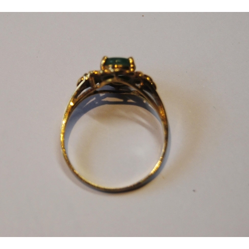 141 - Jadeite ring in gold, probably '18', size O.