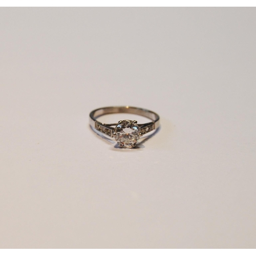 145 - Diamond solitaire ring with brilliant, approximately 1ct, in platinum (shank parted), P1 colour H.