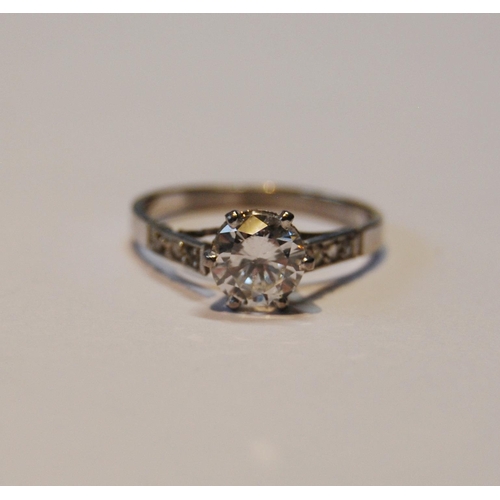 145 - Diamond solitaire ring with brilliant, approximately 1ct, in platinum (shank parted), P1 colour H.