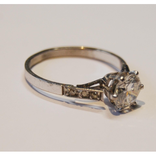 145 - Diamond solitaire ring with brilliant, approximately 1ct, in platinum (shank parted), P1 colour H.