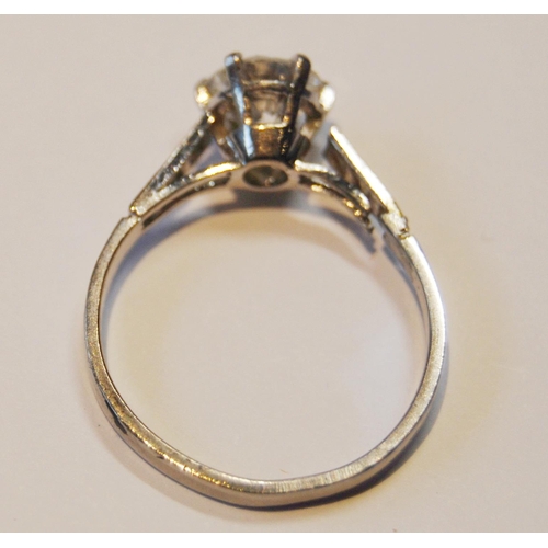 145 - Diamond solitaire ring with brilliant, approximately 1ct, in platinum (shank parted), P1 colour H.