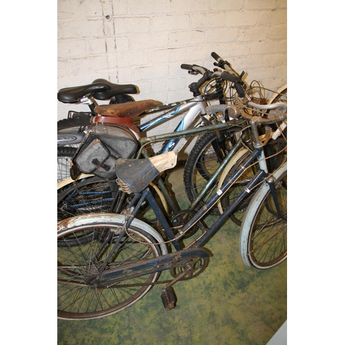 617 - Two vintage bicycles and two mountain bikes.