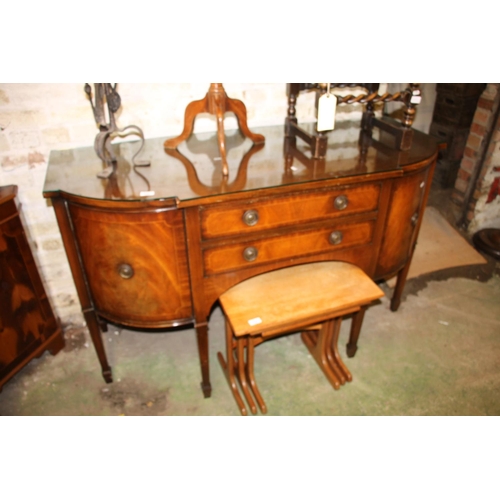 629 - Glass top mahogany sideboard, 93cm high.