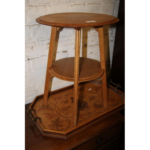 640 - Painted mahogany serving tray and a small side table, 50cm high.