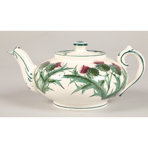 24 - Wemyss ware teapot decorated with thistles with impressed and painted mark. height 9.5cm and a Wemys... 