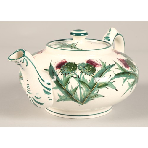 24 - Wemyss ware teapot decorated with thistles with impressed and painted mark. height 9.5cm and a Wemys... 