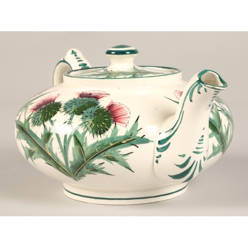 24 - Wemyss ware teapot decorated with thistles with impressed and painted mark. height 9.5cm and a Wemys... 