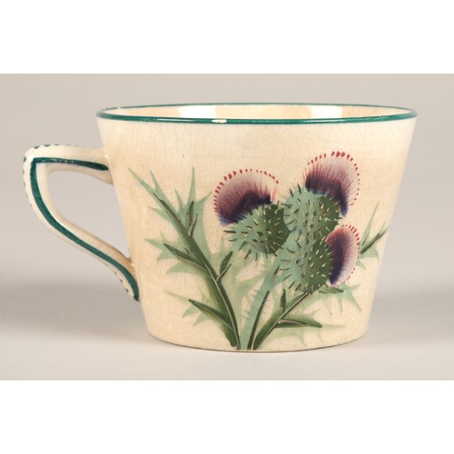 24 - Wemyss ware teapot decorated with thistles with impressed and painted mark. height 9.5cm and a Wemys... 