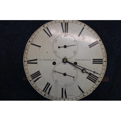 175 - Grandfather clock movement, Merrilies of Edinburgh to the clock face.