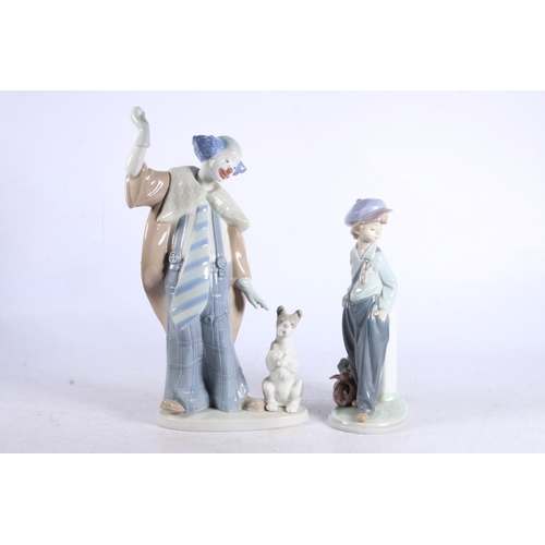 258 - Nao model of a clown and a Lladro figure of a boy,