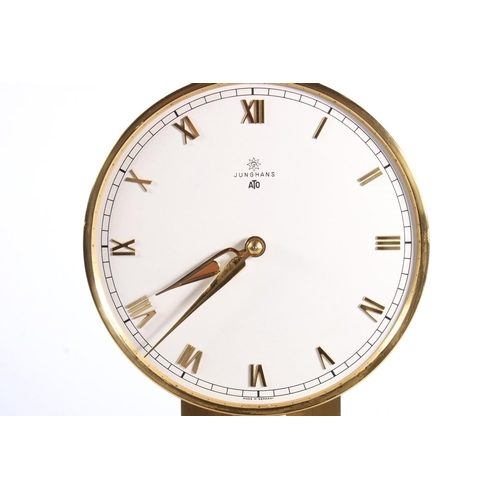 268 - Junghans brass mantel clock under glass dome, 27cm high.