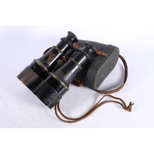 269 - Pair of early 20th century japanned metal binoculars with original case.