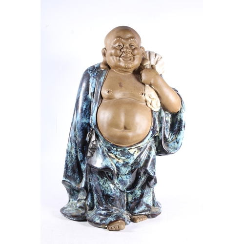 272 - Chinese partially drip glazed model of Pu Tai the laughing buddha,  40cm.