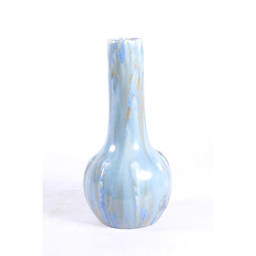 274 - Pilkingtons Royal Lancastrian vase having elongated neck decorated with blue mottled drip glaze. Mar... 