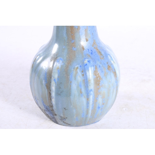 274 - Pilkingtons Royal Lancastrian vase having elongated neck decorated with blue mottled drip glaze. Mar... 