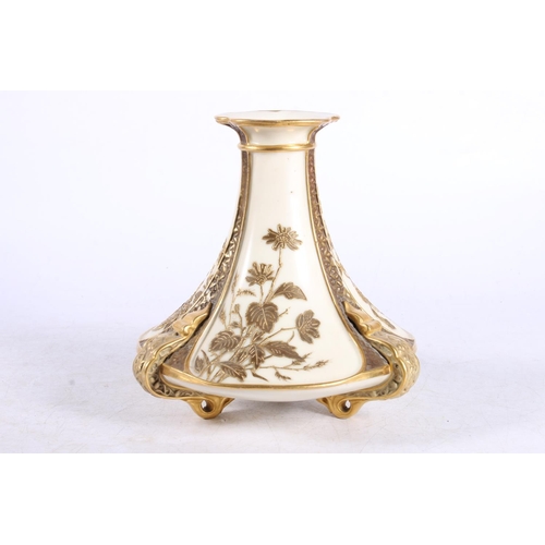 280 - Royal Worcester blush ivory and gilt decorated vase, 16cm high.