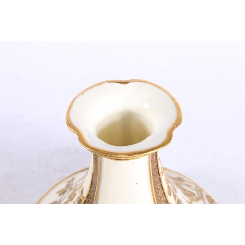 280 - Royal Worcester blush ivory and gilt decorated vase, 16cm high.