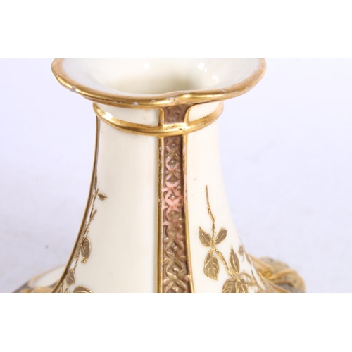 280 - Royal Worcester blush ivory and gilt decorated vase, 16cm high.