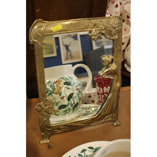 309 - Reproduction WMF style Art Nouveau mirror, 33cm high.