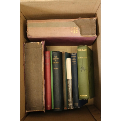 329 - Box containing books to include Handbook for Veterinary Surgeons, Spiderland by R A Ellis, etc.