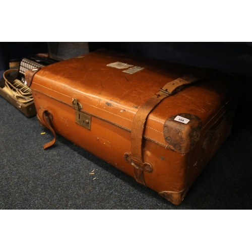 358 - Large leather bound cabin trunk.