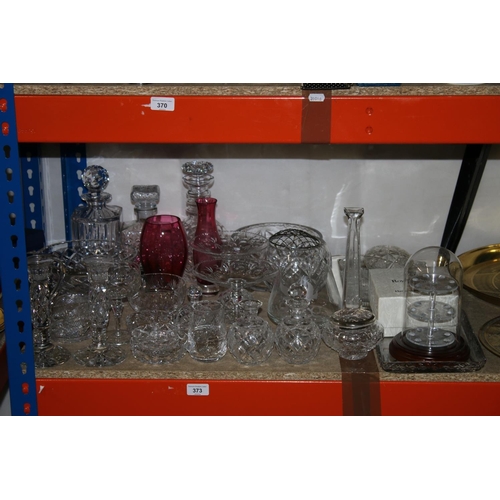 373 - Glassware to include decanters, candlesticks, Royal Doulton boxed crystal, etc.