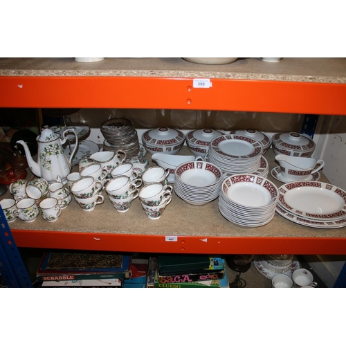 407 - Meakin dinner service, teasets, a cake stand, etc.