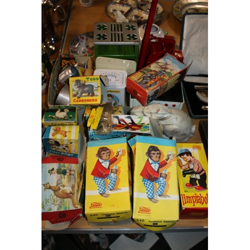 414 - Boxed Jaya toys, a Tri-ang crane model, etc.