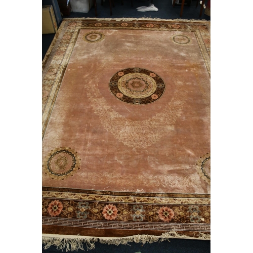 684 - Large Chinese wash wool carpet, 364cm x 271cm.