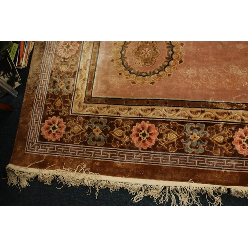 684 - Large Chinese wash wool carpet, 364cm x 271cm.