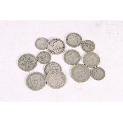 479 - GB silver coins to include Victorian half crown 1895, florin 1889, George V half crown 1918, 38g gro... 