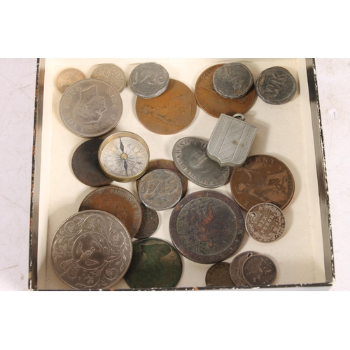 483 - Four Scottish church tokens including WK1728 x3, CK 1719 and Anstruther 1840, NEW ZEALAND half crown... 