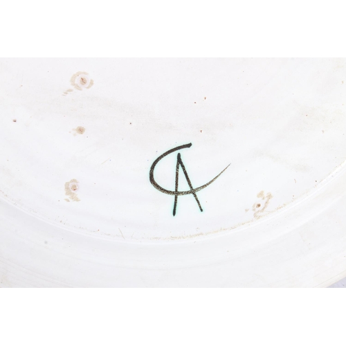 422 - † EDGAR CAMPDEN for Aldermaston Pottery; a tin glazed earthenware charger, signed to base.