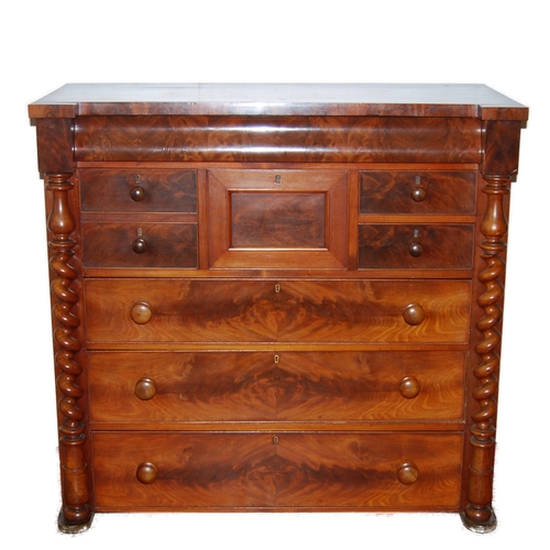 439 - Victorian Scottish mahogany chest of drawers, with assorted drawers above three long graduated drawe... 