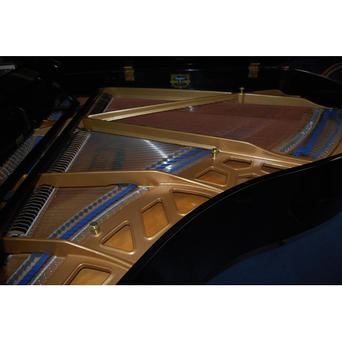 257 - K. Kawai black lacquered grand piano, model KG-2C, c. 1970s, serial no. 1062299, approximately 6ft, ... 